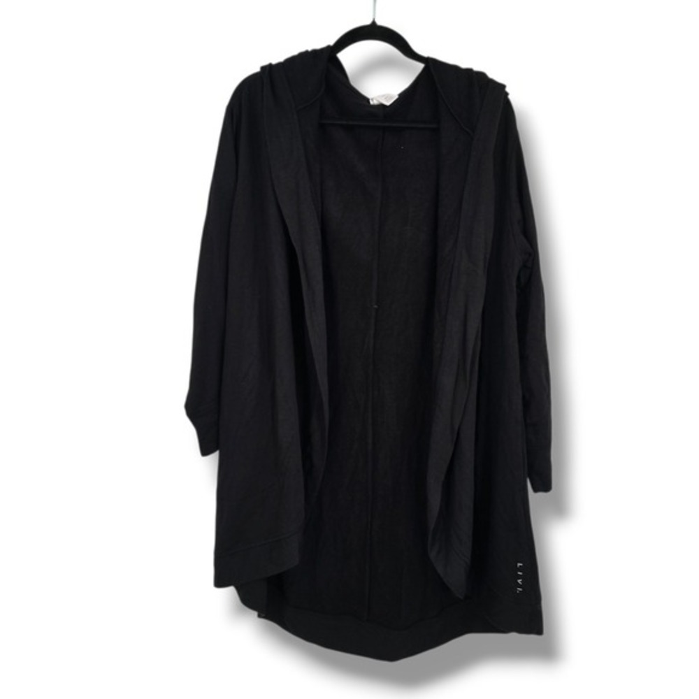 LIVI Lane Bryant Black Open Front Hooded Cardigan Plus 18/20 Longline‎ Pocket